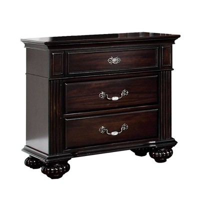 Traditional Style Beautiful Nightstand Dark Walnut - Benzara
