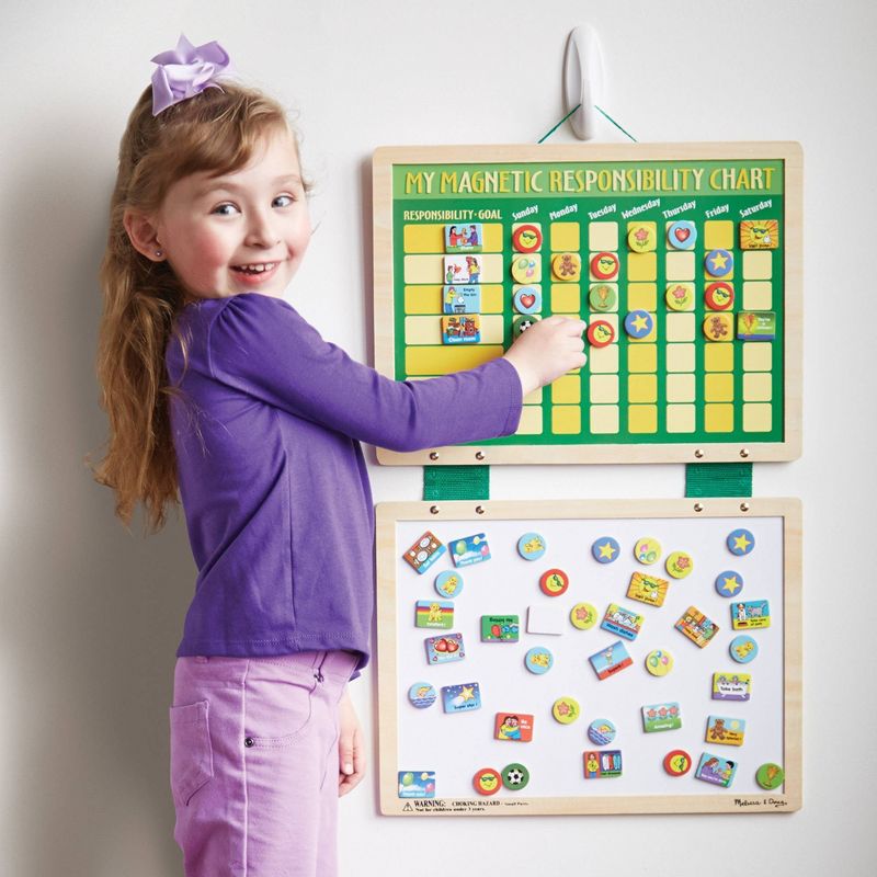 Melissa &#38; Doug Deluxe Wooden Magnetic Responsibility Chart With 90 Magnets, 3 of 13