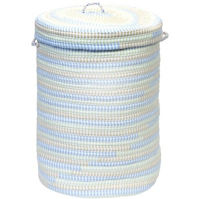Colonial Mills Ticking Stripe Oval Hamper with Lid, 18 by 18 by 30-Inch, Ticking Starlight