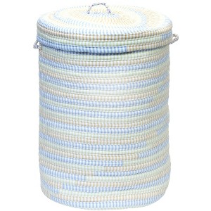 Colonial Mills Ticking Stripe Oval Hamper with Lid, 18 by 18 by 30-Inch, Ticking Starlight - 1 of 2