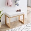 Itopfox Rectangular Ottoman Bench, Footstool with Loop Yarn Fabric and Sturdy Rubber Wood, Perfect for Living Rooms, Bedrooms, and Corridors in Beige - 3 of 4