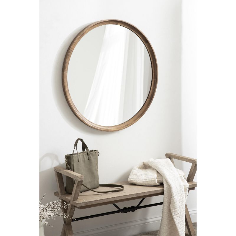 Kate and Laurel Hatherleigh Round Wood Wall Mirror, 6 of 10