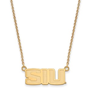 Black Bow Jewelry 14k Yellow Gold Plated Sterling Silver Southern Illinois Salukis NCAA Necklace 18 Inch - 1 of 4