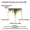 Royal Hampton Sofa Console Table | 36.25" Half Moon Glass Top | Melting Drip Design | Aluminum Cast - 4 of 4