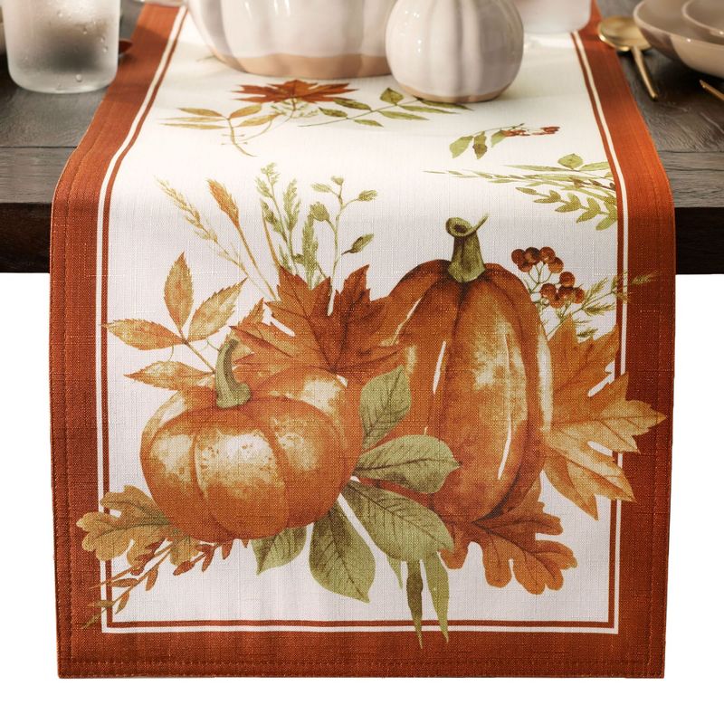 Autumn Pumpkin Grove Fall Table Runner - Orange/Rust - 13x70 - Elrene Home Fashions, 3 of 4