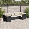 vidaXL Patio Sofa Set with Cushions Outdoor Furniture 7 Piece Poly Rattan - Black and Cream - 2 of 4