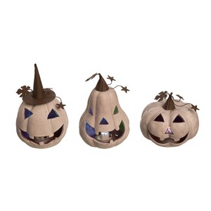 Transpac Terracotta Light Up Jack-O-Lantern Set of 3 Halloween Home Decorations - 1 of 1