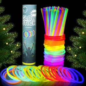 Christmas Glow Sticks 100pcs, 8" Glow in the Dark Holiday Gift Toys, Neon Bracelet & Necklaces Glow Toy Gifts for Kids, Christmas Party & Party Favors - 1 of 4