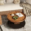 Lantine Solid Wood Round Coffee Table, 31.5-Inch Boho Center Tea Table with Carved Floral Pattern for Small Spaces, Apartment - 4 of 4