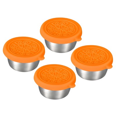 Unique Bargains Stainless Steel Snack Salad Dressing Container with Silicone Lids 4 Pcs