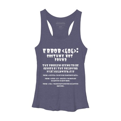 Women's Design By Humans Halloween Error 404 Costume Not Found Apparel, Funny Geeky By khaledned99 Racerback Tank Top