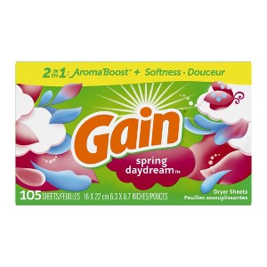 Gain dryer sheets, 105 Count, Original Scent Laundry Fabric Softener Sheets with 2-in-1 Aromaboost Plus Softness - 1 of 1