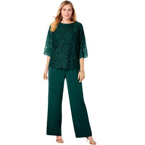 Jessica London Women's Plus Size Popover Lace Jumpsuit - 1 of 4