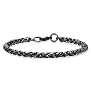 Steeltime Men's stainless steel oxidized wheat chain bracelet - 1 of 4