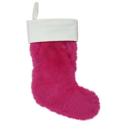 Plush Faux Fur Christmas Stocking Pink - Wondershop™