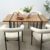 Modern Dining Set for 4 ,Rectangular 59" Dining Table Wood Grain with Upholstered Beige Boucle Dining Chairs for Dining Room, Living Room-Tanpinhause - 4 of 4