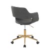 TiramisuBest Contemporary Grey Faux Leather Task Chair: Adjustable Height, 360¡ã Swivel, Cushioned, Gold Base - 3 of 4