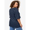 ellos Women's Plus Size Textured Knit Blouson Sleeve Tee - 18/20, Navy White Dot - 3 of 4