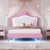 Streamdale Twin Upholstered Bed Frame with Crown Headboard and LED Lights - 2 of 4