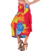 LA LEELA Women's Beach Bikini Swimwear Cover up Wrap Skirt Bathing suit Summer Wraps Sarong Swimsuits for Women One Size Red, Floral - 2 of 4