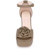 BLISSFUL STEP Women's Flower Square Toe Ankle Strap Chunky Heel Sandals - 2 of 3