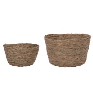 Transpac Natural Fiber 9.5" Brown Spring Grass Braided Baskets Set of 2 - 1 of 2