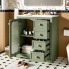 Whisen 30" Bathroom Storage Cabinet Bathroom Vanity with Ceramic Sink, Soft Close Glass Door, Adjustable Shelves and Three Drawer - 3 of 4