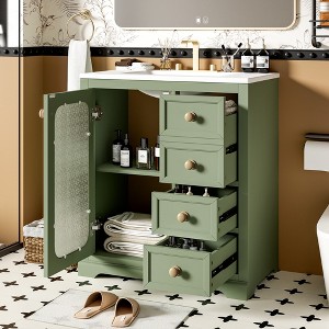 TIRAMISUBEST 30-inch bathroom vanity with a soft close glass door, adjustable shelves, and three drawers - 1 of 4