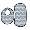 Bacati - Emma Mint/Navy Triangles Muslin 4 pc set of Bibs & Burp Cloths Set - 2 of 4