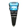 Slickblue Women’s Black Stainless Steel Ring with Sea Blue CZ and Clear Accents, Oblong Cut, Size 5–10 - 4 of 4