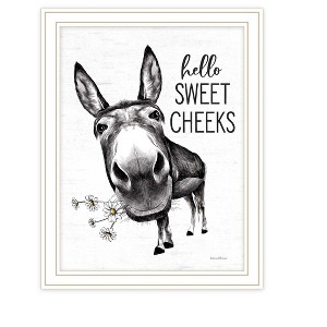 HomeRoots Hello Sweet Cheeks Donkey White Framed Print Bathroom Wall Art - 1 of 3