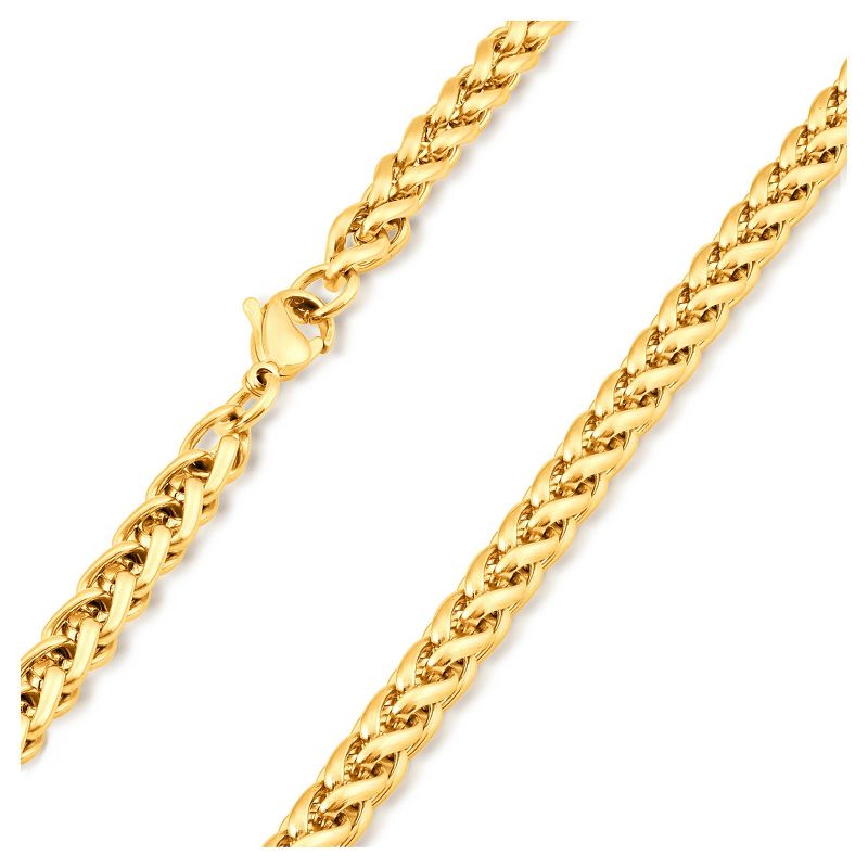 Men's Gold Plated Stainless Steel Spiga Chain Necklace (6mm) - Gold (24"), 2 of 4