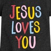 Girls' - Instant Message - Jesus Loves You Fitted Short Sleeve Graphic T-Shirt - 2 of 4