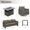 Buenhomino 5 Pieces Patio Furniture Set with Fire Pit Table, Outdoor Furniture Set with Rocking Swivel Chairs, Sofa Couch, 4'' Thickened Cushion - 3 of 4