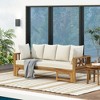 Akoasm Outdoor Extendable Spacious Seat Teak Wood Lounge Chair with Cushion for Garden & Courtyard-Apricot - 4 of 4