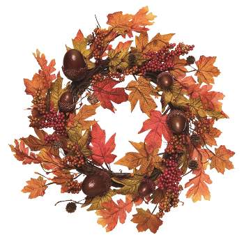 Transpac Natural Fiber Brown Harvest Autumn Acorn Wreath : Target