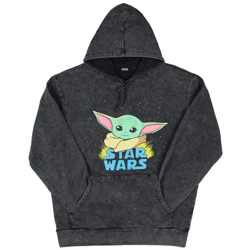 Seven Times Six Star Wars Men s Grogu Baby Yoda Mineral Stone Wash Pullover Hoodie Black Target