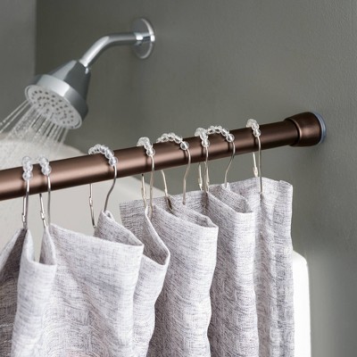 Adjustable Bronze Steel Tension Shower Curtain Rod, 75 inches