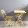 3 Piece Patio Bistro Set of Foldable Square Table and Chairs, Yellow - 2 of 4