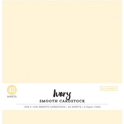 Colorbok 78lb Smooth Cardstock 12"X12" 40/Pkg-Ivory