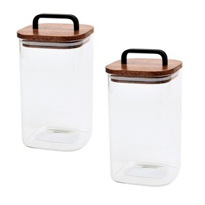 Sharp Chef Glass Airtight Storage Jar with Wooden Acacia Lid, Glass Food Storage Jars, 37 oz / 1.1 L / 4.5 cups - 1 of 3