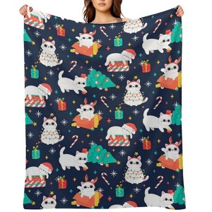 Colorful Christmas Pattern Christmas Throw Blanket Soft Fleece Christmas Blanket Cozy Flannel Throw for Couch Bed 30x40 inches - 1 of 1