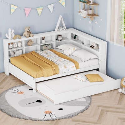 NicBex Full Sized Daybed Morden 86.9" Daybed with Storage, Full Day bed with Trundle, Storage Cabinets and USB Ports for Apartment