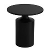 The Urban Port 20" Modern Round Iron Side Table with Pedestal Bas Matter Black - 2 of 4