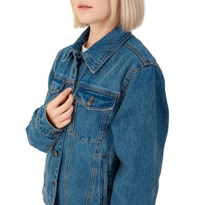 Alpine Swiss Womens Denim Jacket Classic Trucker Jean Jacket Button Up Coat Denim Large — фото 4