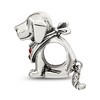 Black Bow Jewelry Sterling Silver & Red Crystals Bandana Dog w/ Dangling Tail Bead Charm - 2 of 4
