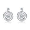 Elegant White Gold-Plated Concentric Halo Medallion Drop Earrings Adorned with Sparkling Cubic Zirconia for a Sophisticated and Radiant Look - 3 of 3