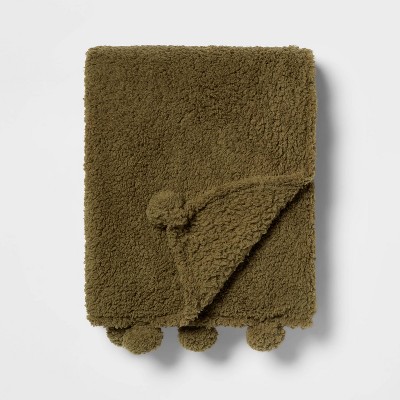 Teddy Bear Plush Throw Green - Pillowfort™