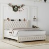 Okak Platform Bed Frame Wingback Upholstered Bed with Adjustable Height Headboard and USB Charger Music Speaker Star Projector Noise-Free - 2 of 4
