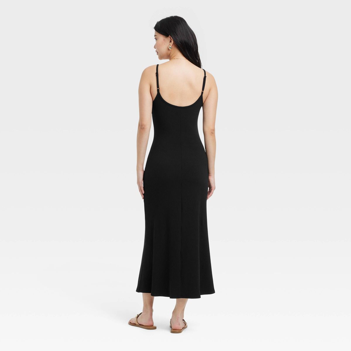 Women's Sleeveless Midi Shift Dress - A New Day™ Black - thumbnail 2